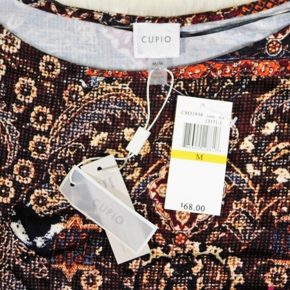 Cupio Smocked Top Boho Peasant Long Sleeve M New - Picture 3 of 8